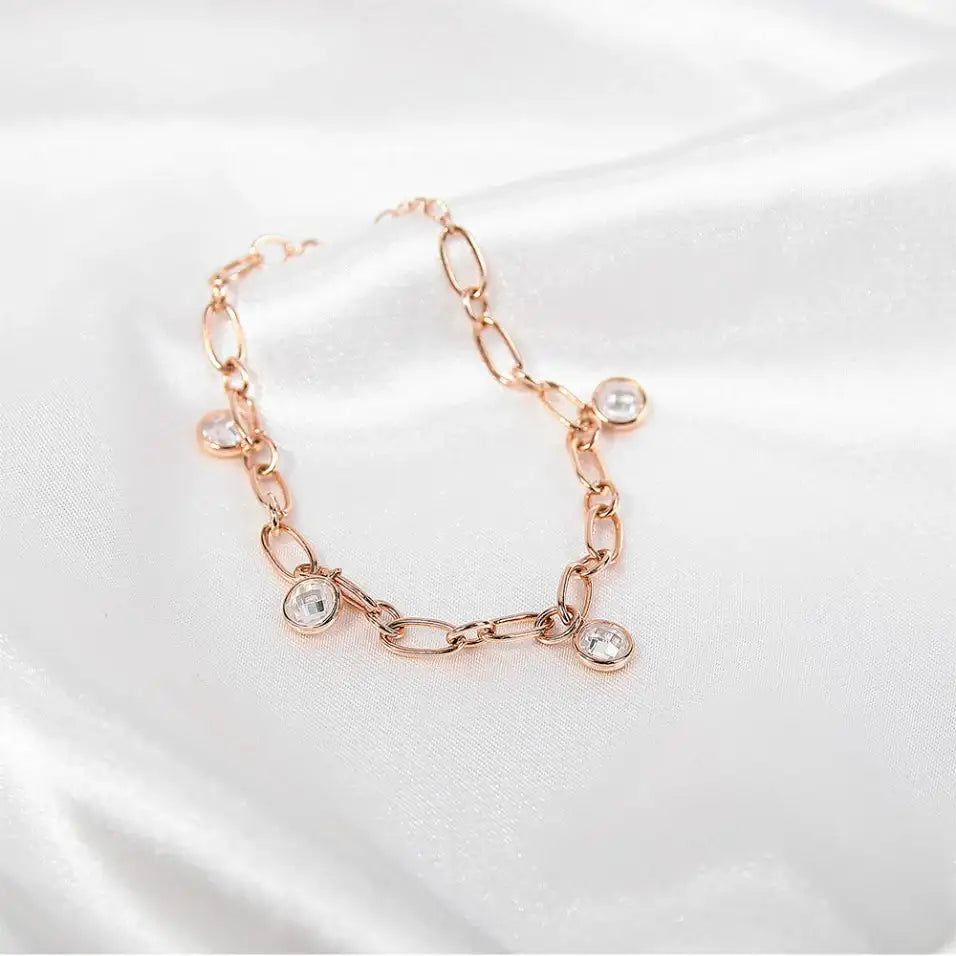 CLUE - Cubic Link Chain Rose Gold Bracelet - CLUE - Jewelry - Harumio