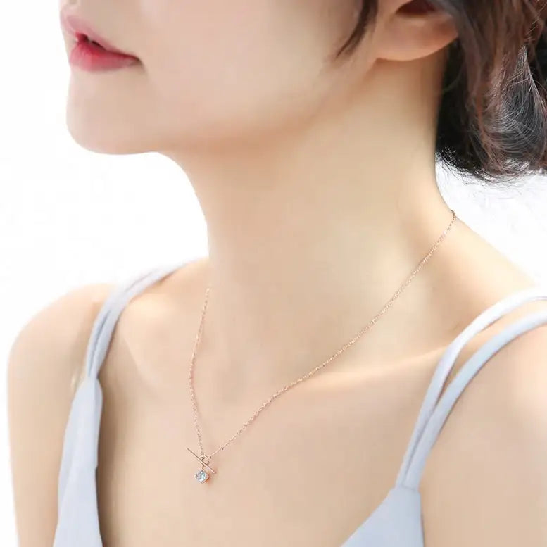 OST - Aquamarine 2-Way Toggle Bar Silver Necklace - OST - Jewelry - Harumio
