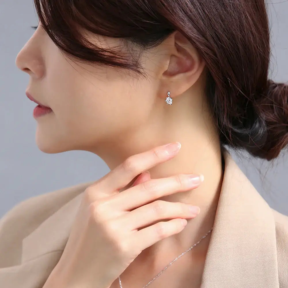 OST - Prong Setting Simulated Diamond Earring - OST - Jewelry - Harumio