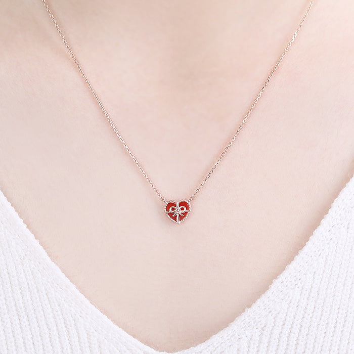 OST - Red Heart Gift Rose Gold Necklace