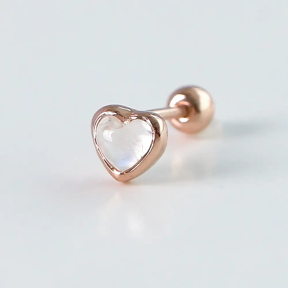 CLUE - Wish Spell Natural Stone Heart Silver Ear Piercing - CLUE - Jewelry - Harumio