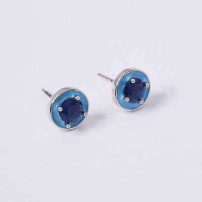 OST - POPTS Collection Blue Stone Basic Round Earrings