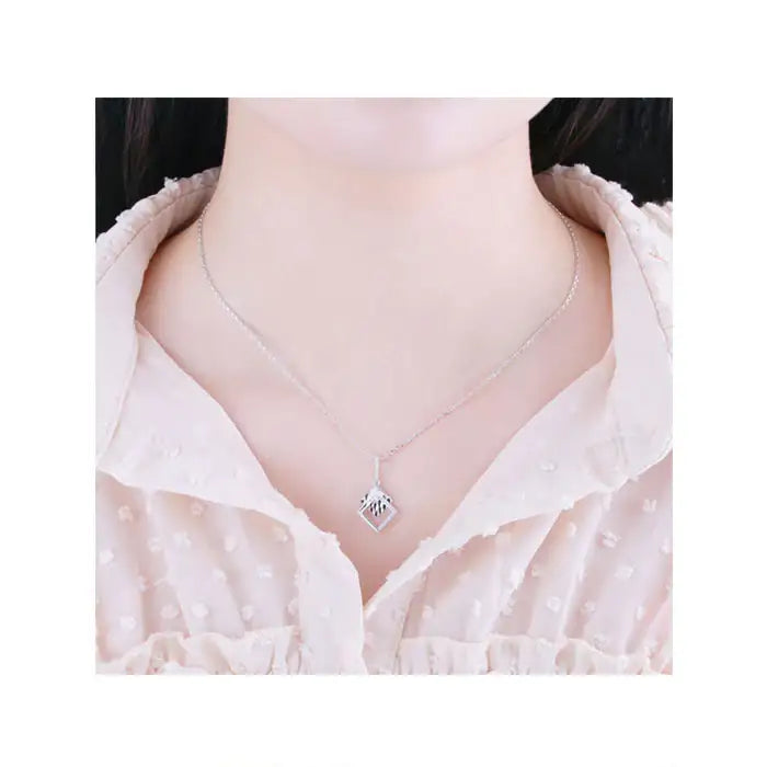 CLUE - White Square Silver Necklace - CLUE - Jewelry - Harumio