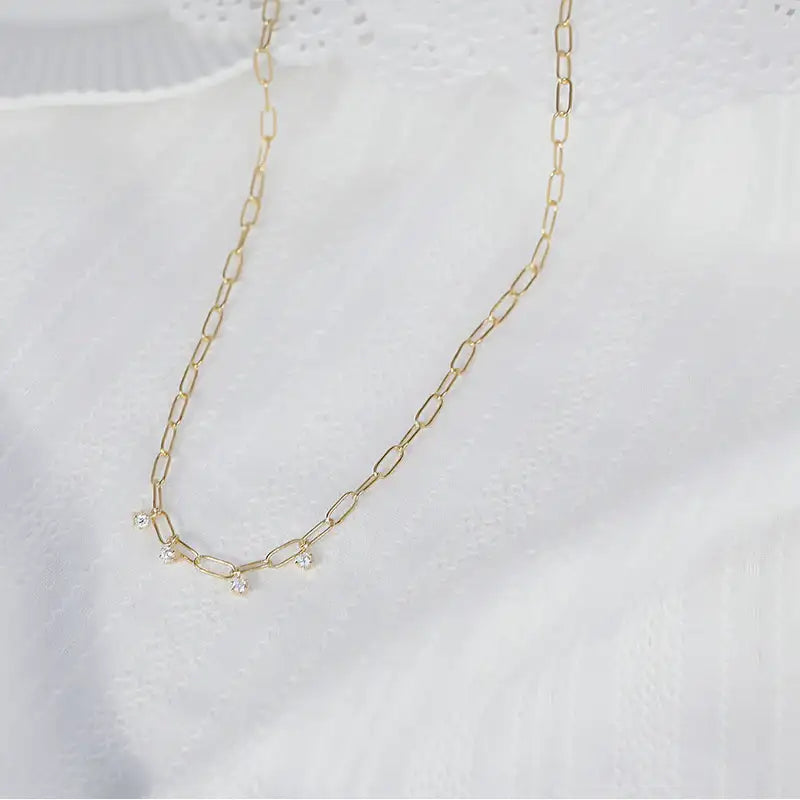 CLUE - Raindrop Cue Chain Silver Necklace - CLUE - Jewelry - Harumio