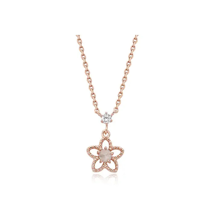 CLUE - Grayrough Diamond Flower Silver Necklace - CLUE - Jewelry - Harumio