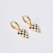 OST - POPTS Collection Black Checkerboard Heart One Touch Earrings - OST - Jewelry - Harumio