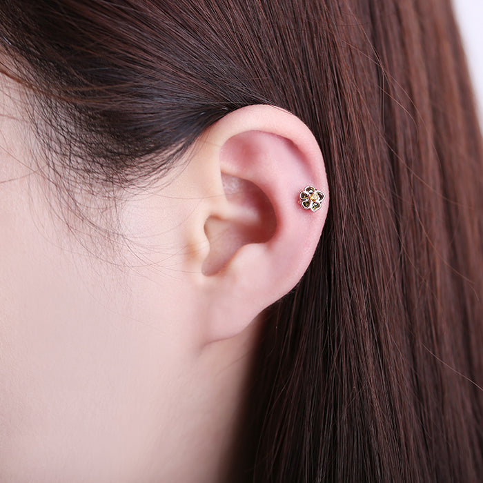 OST - Crescent Moon Flower Ear Piercing Set