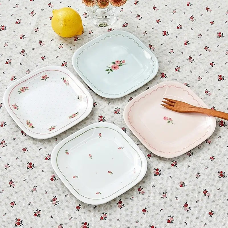 Korean L Rose in the Spring - Snack Tray 4P - Modern House - Tray - Harumio