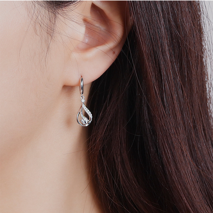 CLUE - Water Drop Cubic Silver One Touch Earrings
