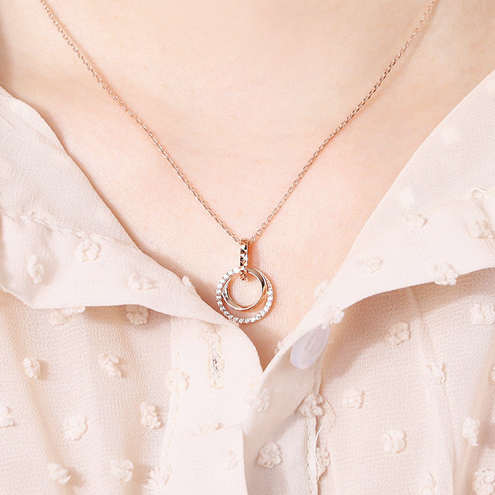 OST - Retro Circular Lock Silver Necklace