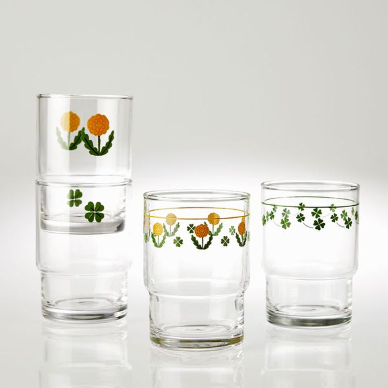 Korean L Dandelion - Clover Glass Cup 4P