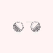 CLUE - Half Cubic Setting Silver Earrings - CLUE - Jewelry - Harumio