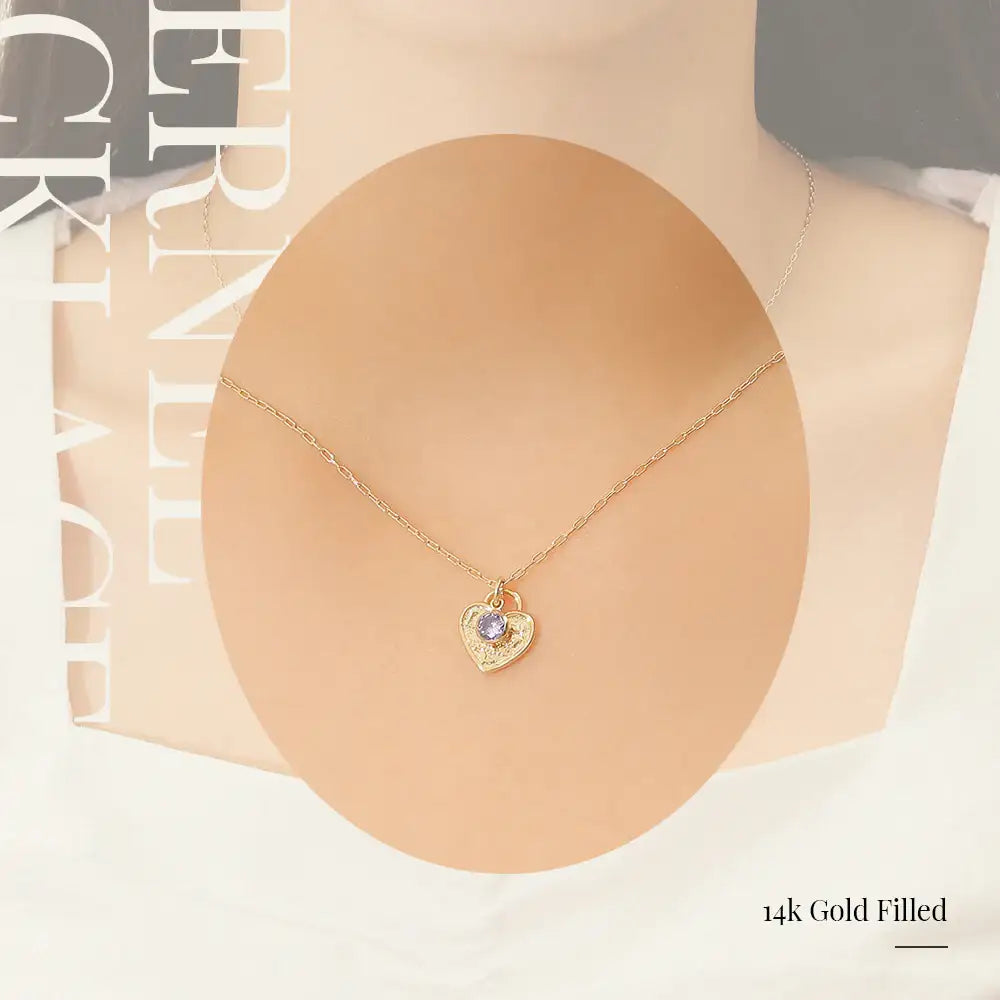 CLUE - 14K Gold Filled Eternal Tanzanite Stone Heart Necklace - CLUE - Jewelry - Harumio