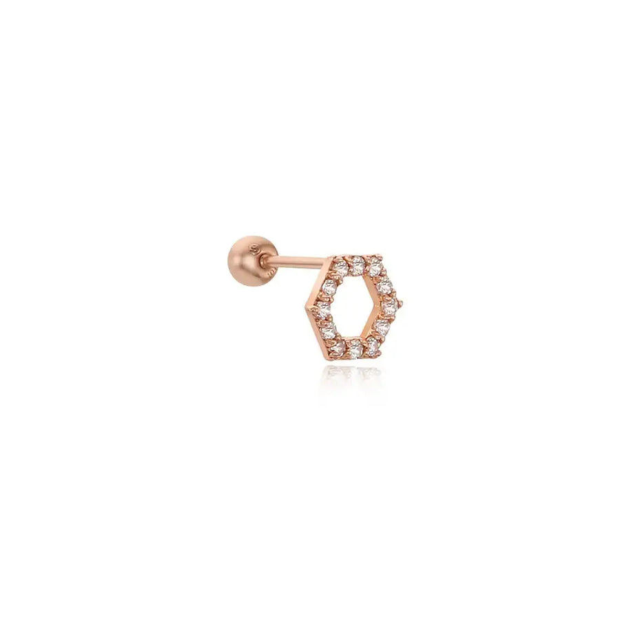 CLUE - Hexagon 10K/14K Gold Ear Pierce - CLUE - Jewelry - Harumio