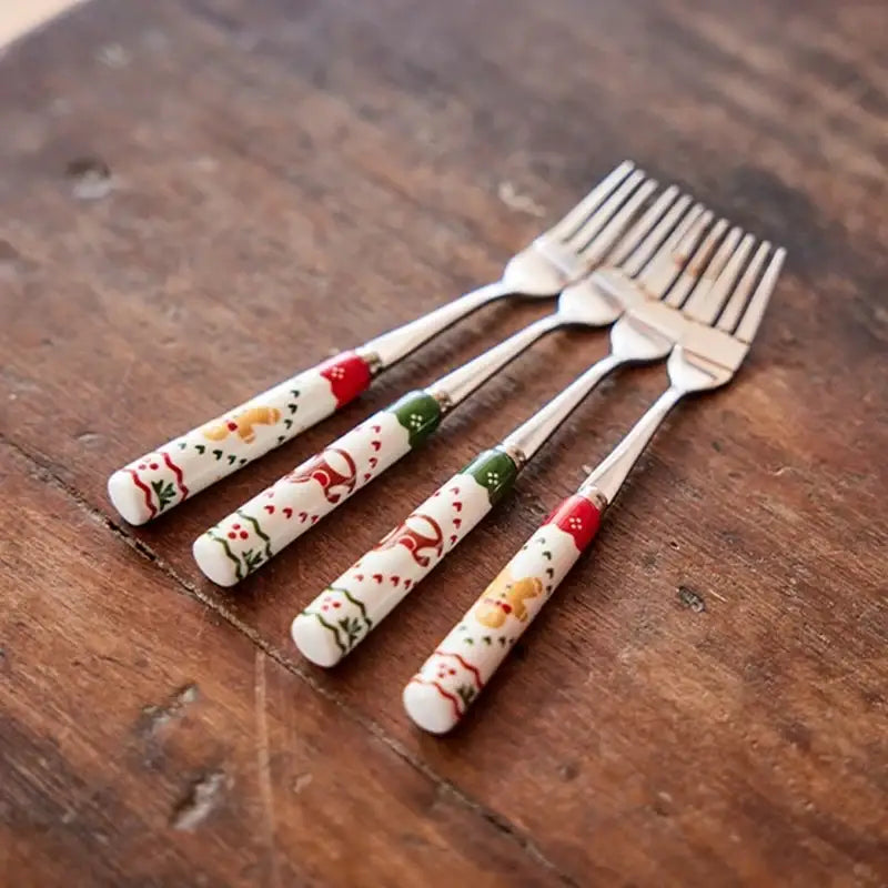 Korean Christmas Village - Tea Fork 4P Set - Modern House - Cutlery - Harumio