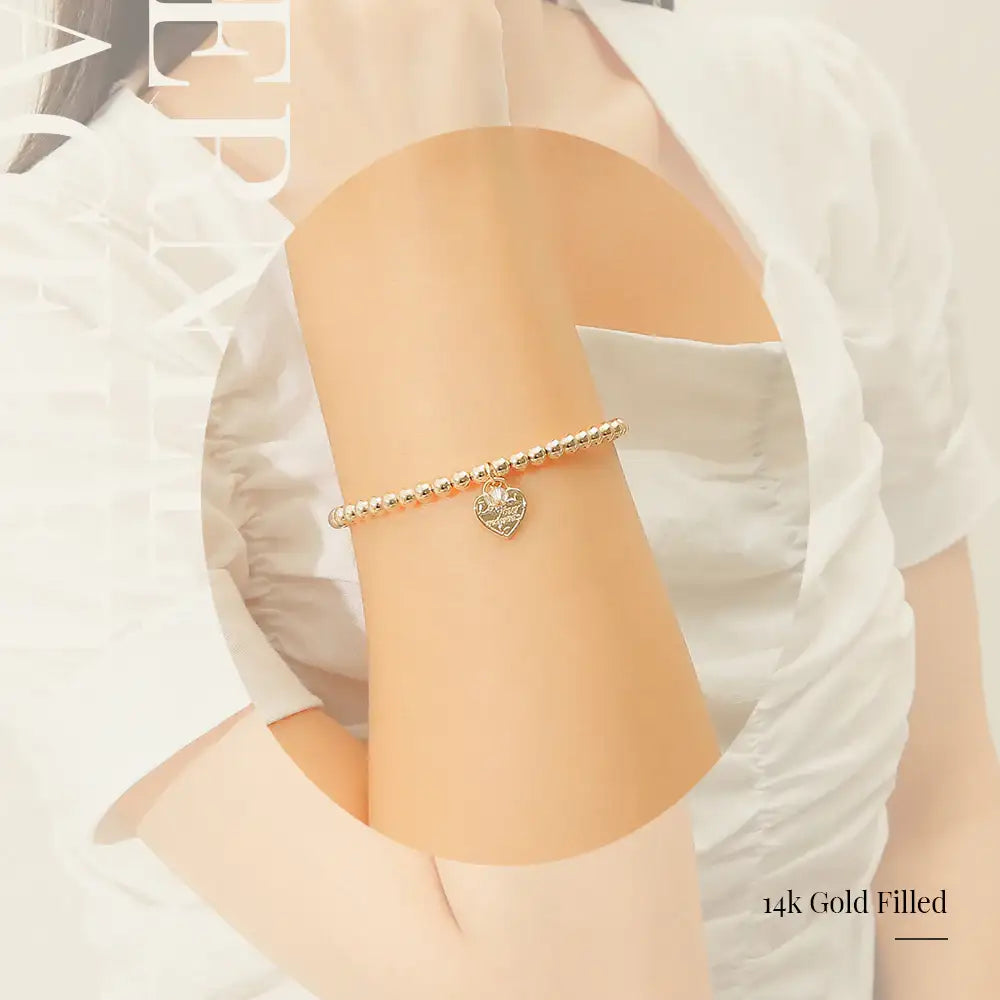 CLUE - 14K Gold Filled Eternal Crystal Stone Heart Bracelet - CLUE - Jewelry - Harumio