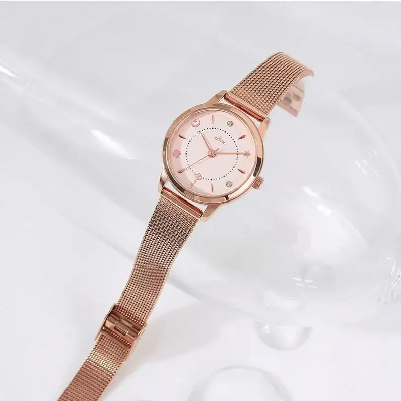 CLUE - Lucky Day Item Rose Gold Mesh Watch - CLUE - Watches - Harumio