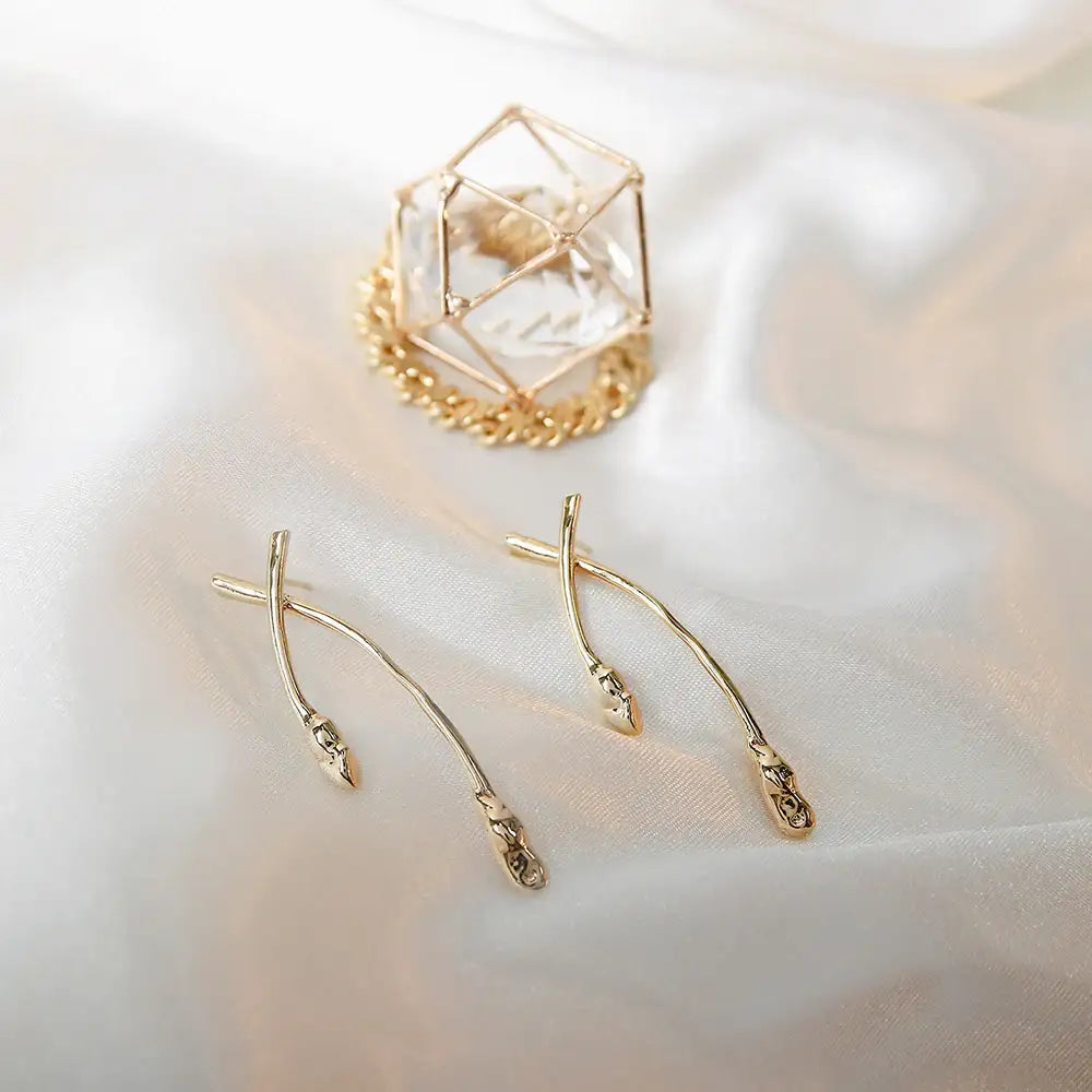 Bloom x AHNI - Ribbon Water Drop Bar Silver Earrings - Bloom x AHNI - Jewelry - Harumio