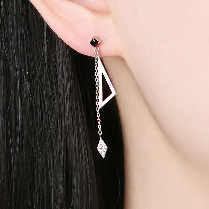 OST - Triangular Chic Black Drop Earrings - OST - Jewelry - Harumio