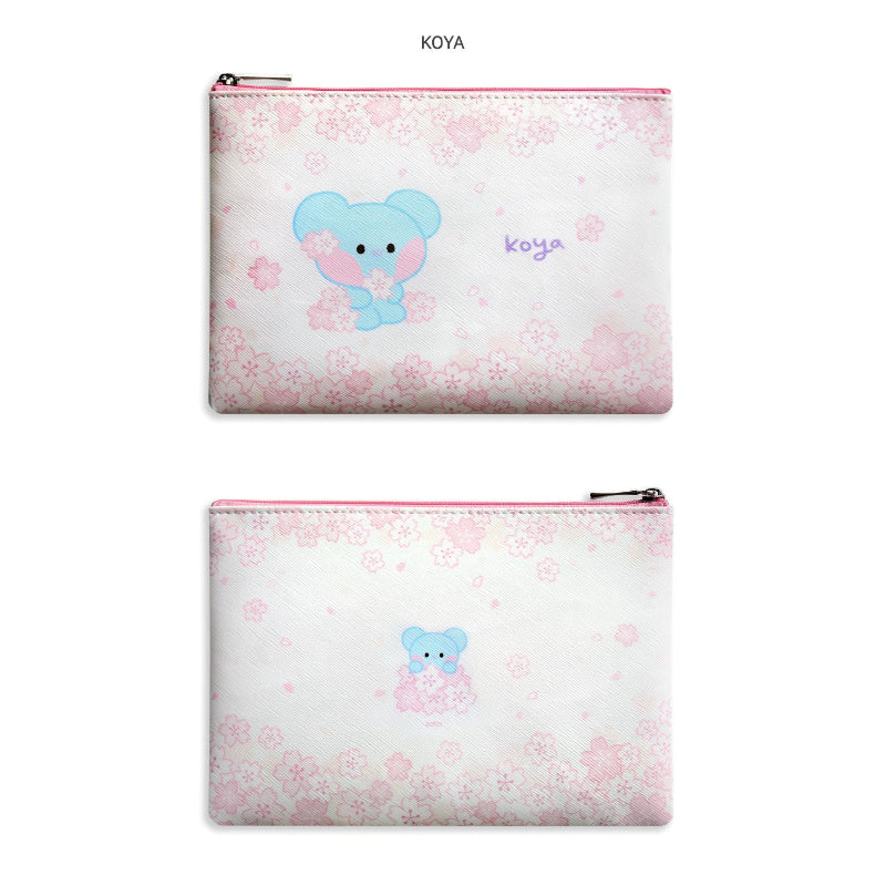 Monopoly x BT21 - Minini Flat PU Pouch - Cherry Blossom