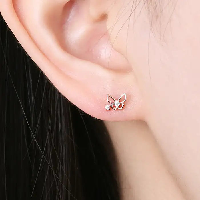 OST - Butterfly Rose Gold Earring Studs - OST - Jewelry - Harumio