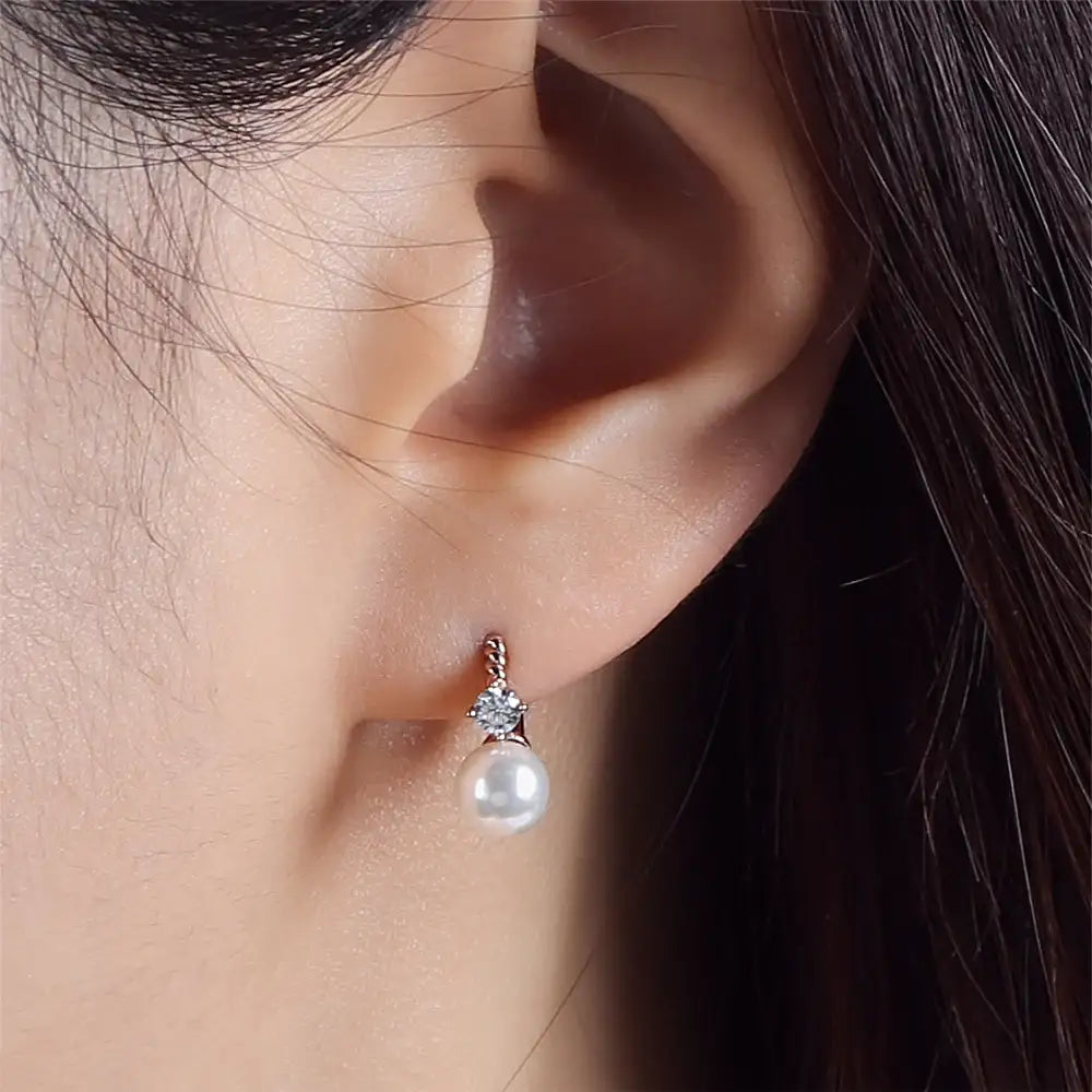 CLUE - Pearl Point One-Touch Rose Gold Earrings - CLUE - Jewelry - Harumio