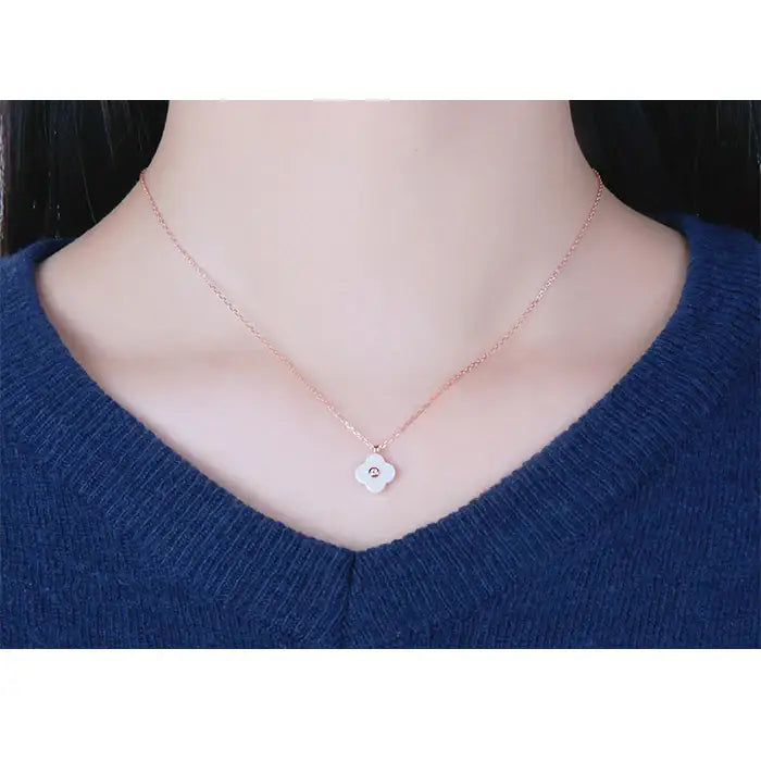 CLUE - Mother-of-Pearl Silver Necklace - CLUE - Jewelry - Harumio