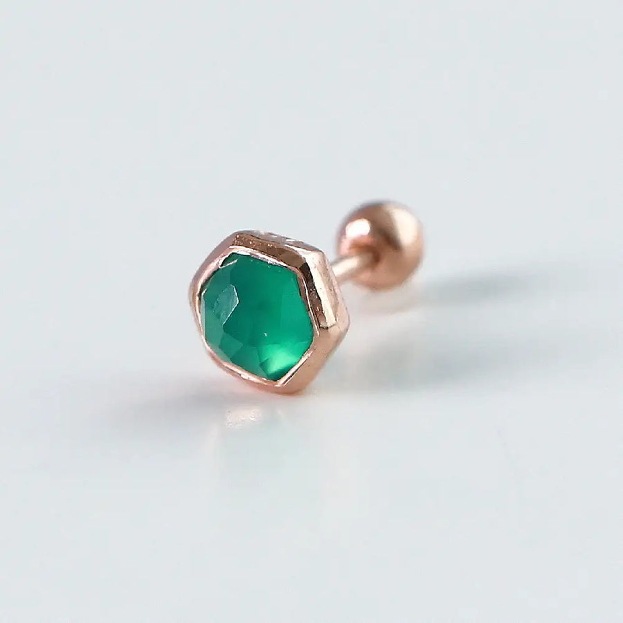 CLUE - Wish Spell Natural Stone Hexagon Silver Piercing - CLUE - Jewelry - Harumio