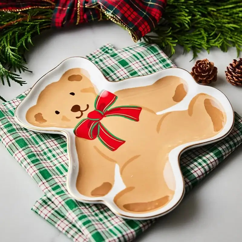 Korean Winter Story - Gold Rim Plate - Big Bear - Modern House - Plates - Harumio