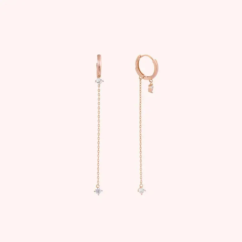 CLUE - Simple Long Drop Silver Earrings - CLUE - Jewelry - Harumio