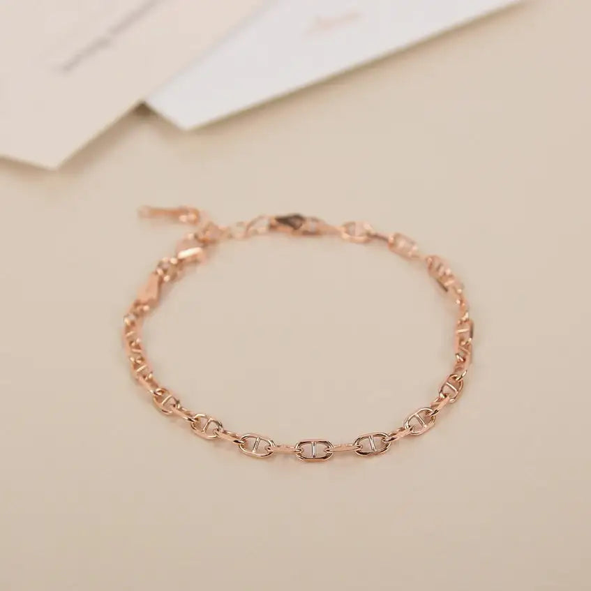 CLUE - Simple Link Rose Gold Bracelet - CLUE - Jewelry - Harumio