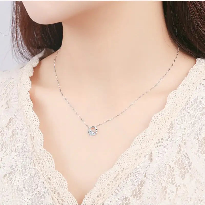 CLUE - Half Cubic Setting Silver Necklace - CLUE - Jewelry - Harumio