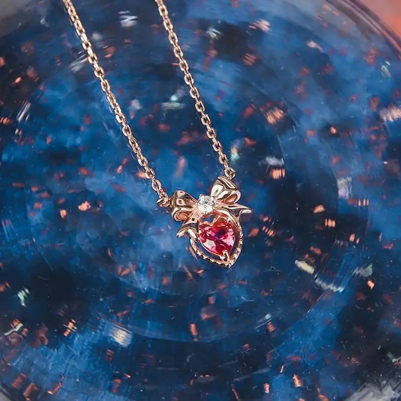 Saint Tail x Clue - Ribbon Heart Silver Necklace - CLUE - Jewelry - Harumio