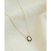 CLUE - C Collection Black Outline Color Drop Stone Silver Necklace - CLUE - Jewelry - Harumio