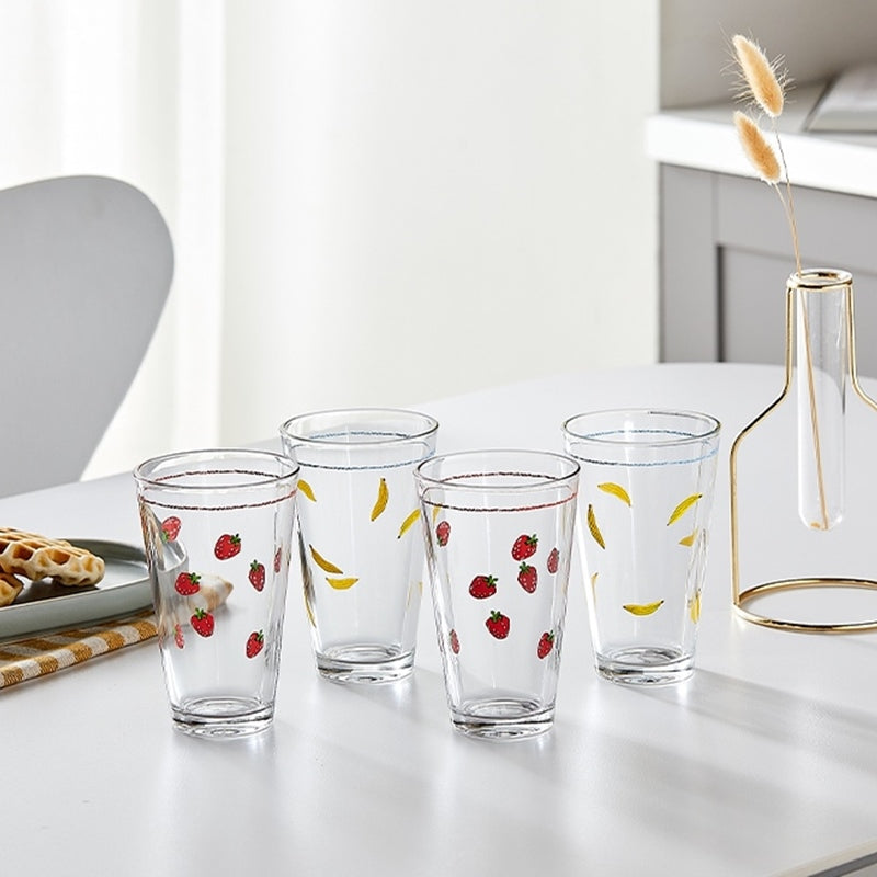 Korean ON - Strawberry Banana Glass Cup 4P Set