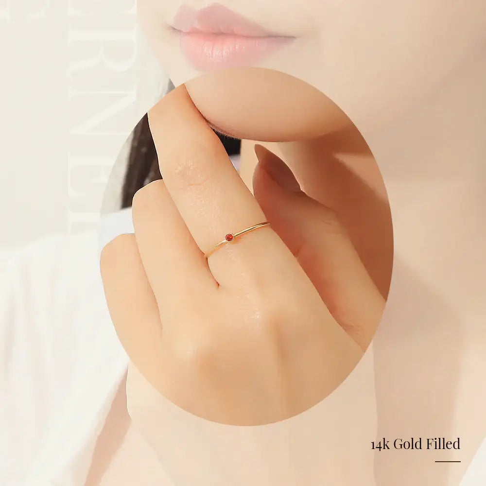 CLUE - 14K Gold Filled Eternal Garnet Ring - CLUE - Rings - Harumio