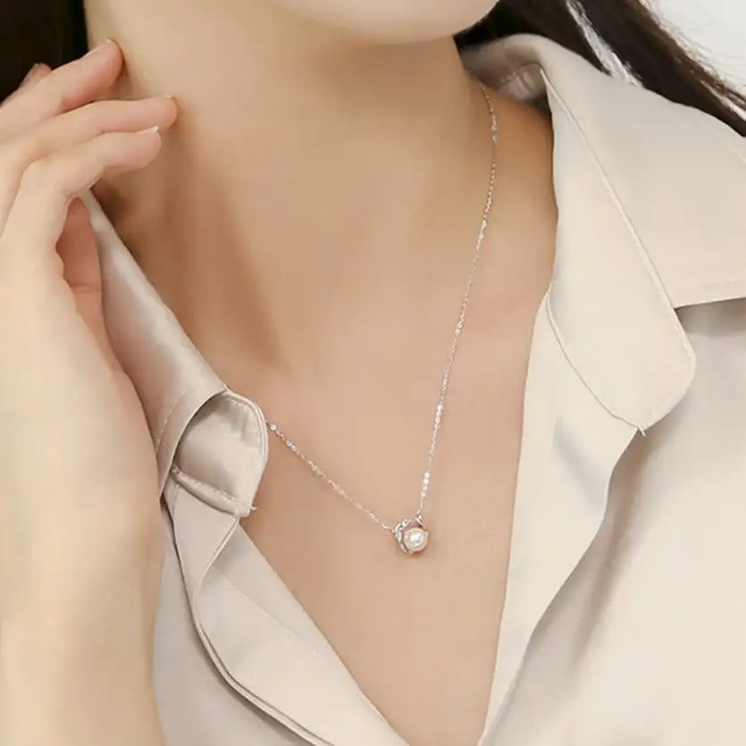 OST - Sunflower Pearl Silver Women's Necklace - OST - Jewelry - Harumio