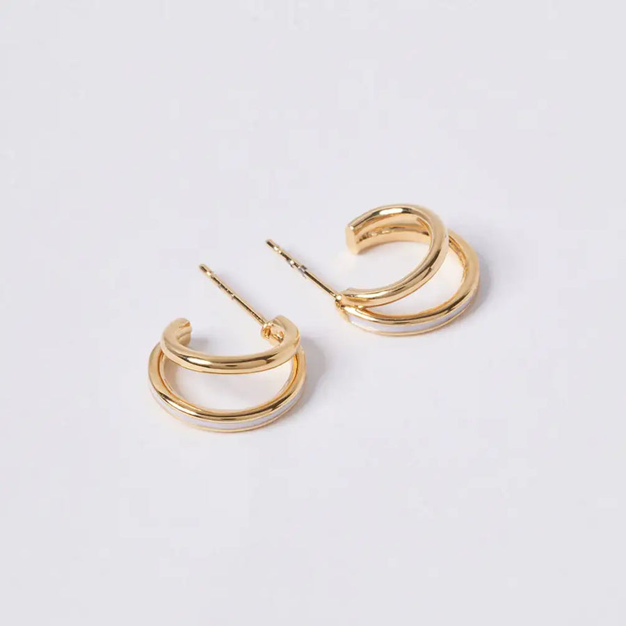 OST - POPTS Collection White Basic Double Ring Earrings - OST - Jewelry - Harumio