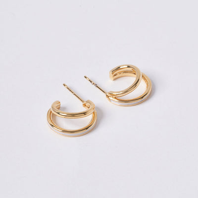 OST - POPTS Collection White Basic Double Ring Earrings