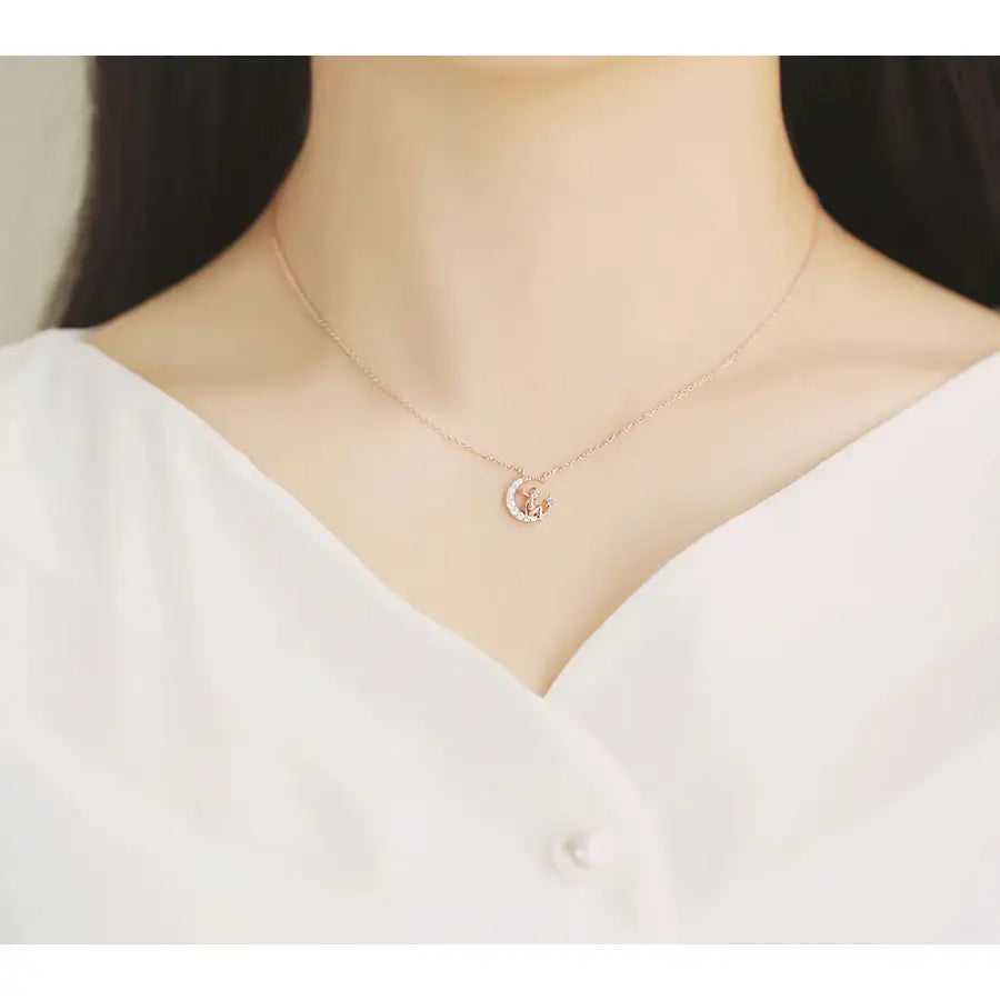 Le Petit Prince x OST - Le Petit Prince with The Moonlight Rose Gold Necklace - OST - Accessories, Jewelry - Harumio
