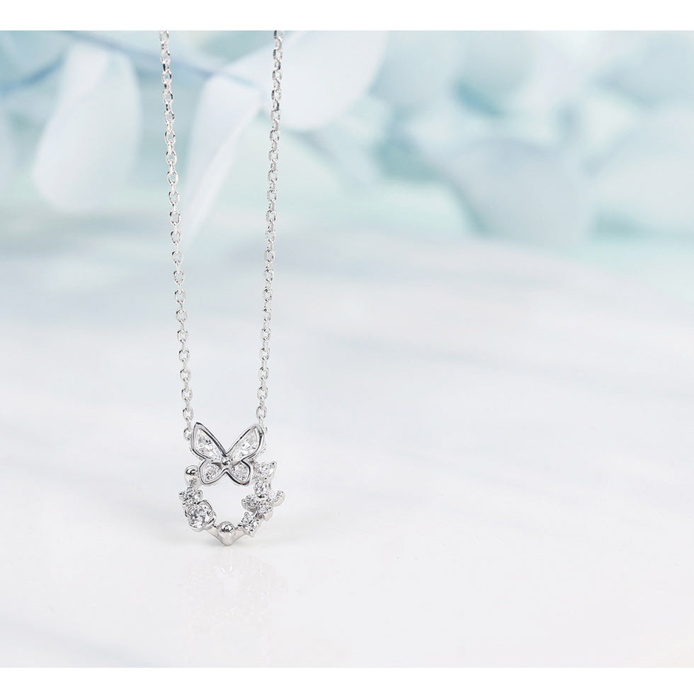 CLUE - White Spring Butterfly Silver Necklace (Happiness & Joy)