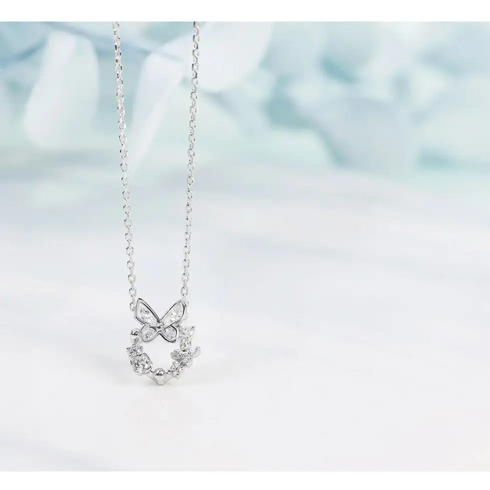 CLUE - White Spring Butterfly Silver Necklace (Happiness & Joy) - CLUE - Jewelry - Harumio