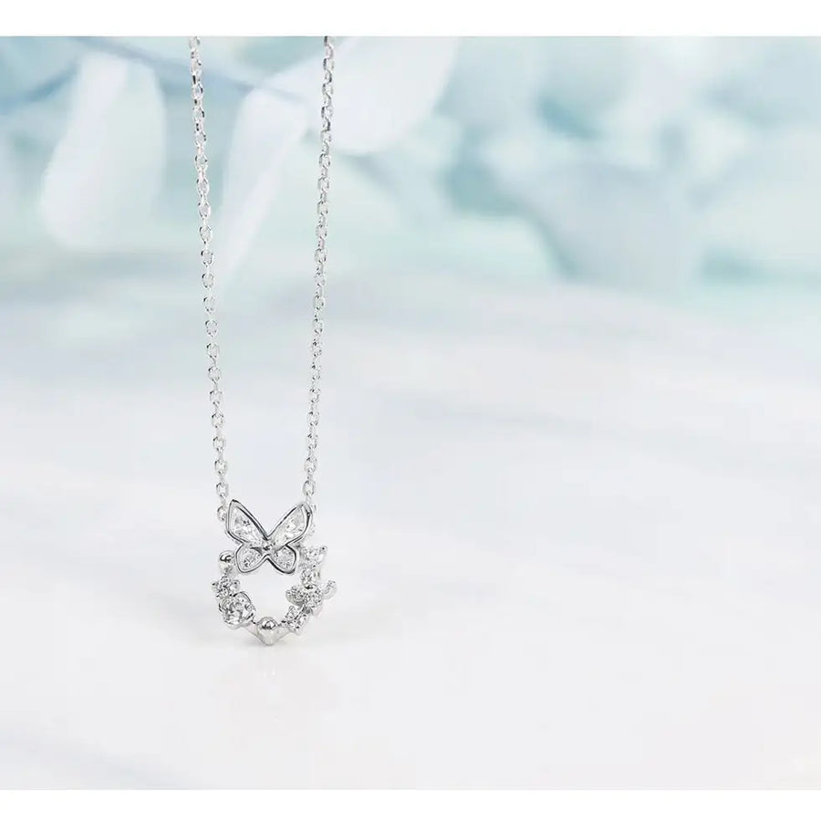 CLUE - White Spring Butterfly Silver Necklace (Happiness & Joy) - CLUE - Jewelry - Harumio