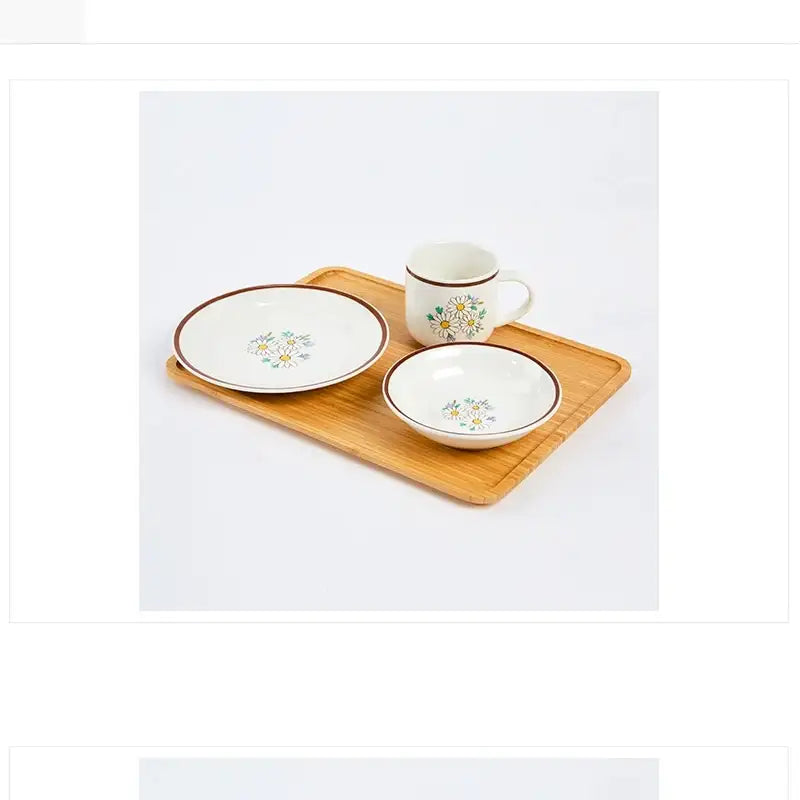 L Daisy Korean Brunch Set & Bamboo Tray - Modern House - Kitchenware - Harumio