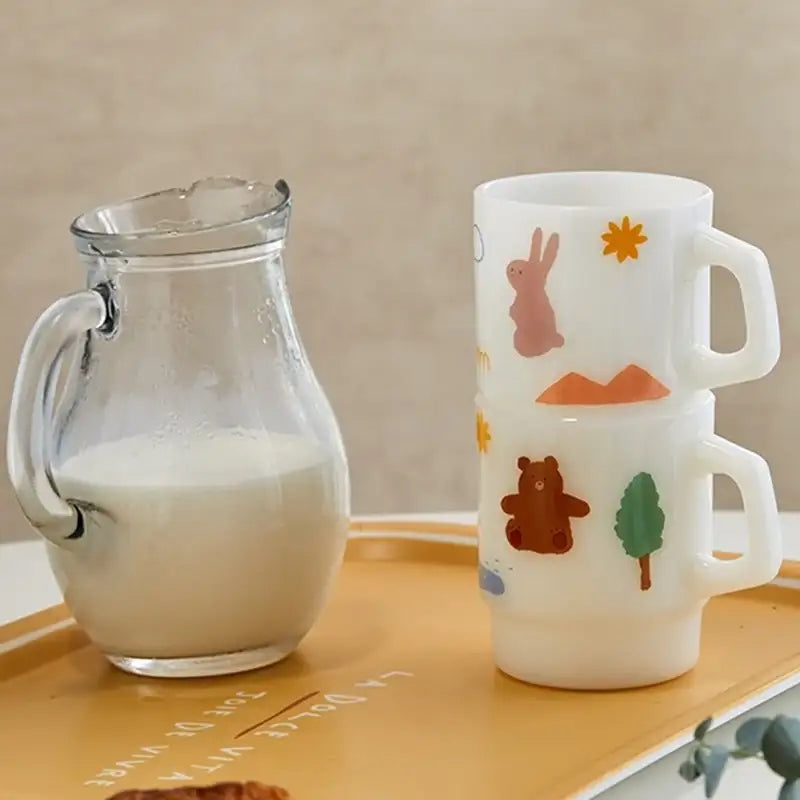 Korean Little Buddy - Milk Glass Mug - Modern House - Mugs - Harumio