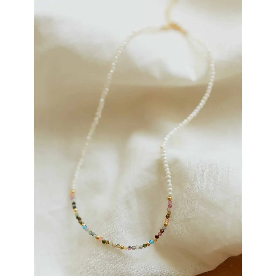 CLUE - C Collection Natural Stone Pearl Bead Silver Necklace - CLUE - Jewelry - Harumio