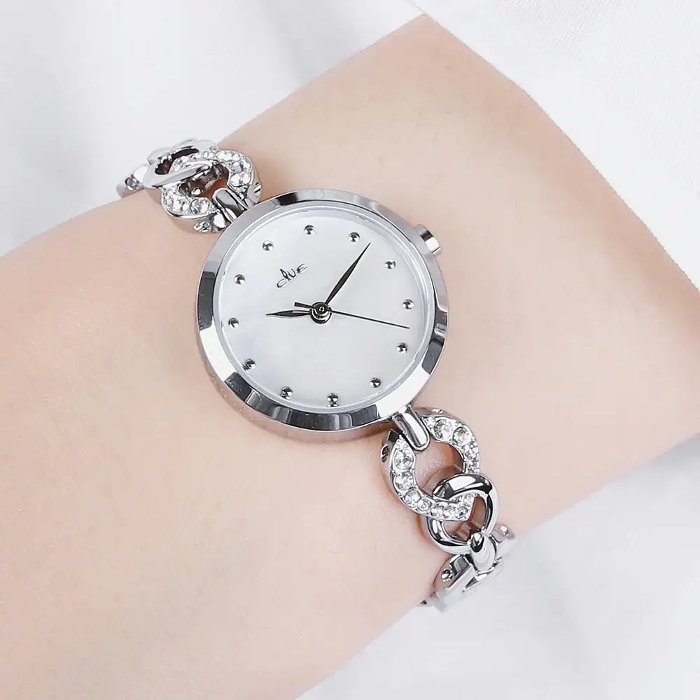 CLUE - Lovely White Link Silver Metal Watch - CLUE - Watches - Harumio