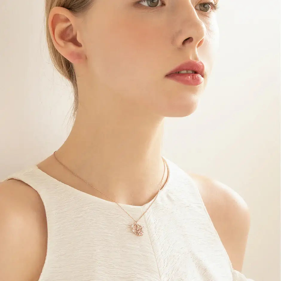 CLUE - Flower and Butterfly Silver Necklace - CLUE - Jewelry - Harumio