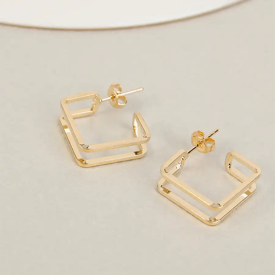 CLUE - Multi-Angle Double Bar Fashion Earrings - CLUE - Jewelry - Harumio