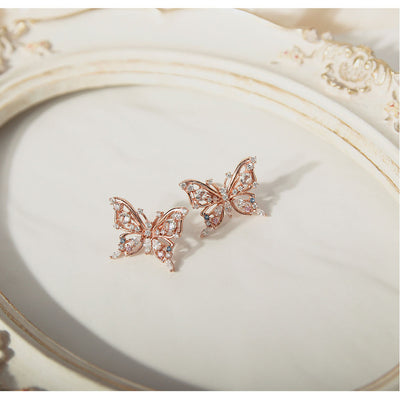 CLUE - Butterfly Crystal Block Rose Gold Earrings